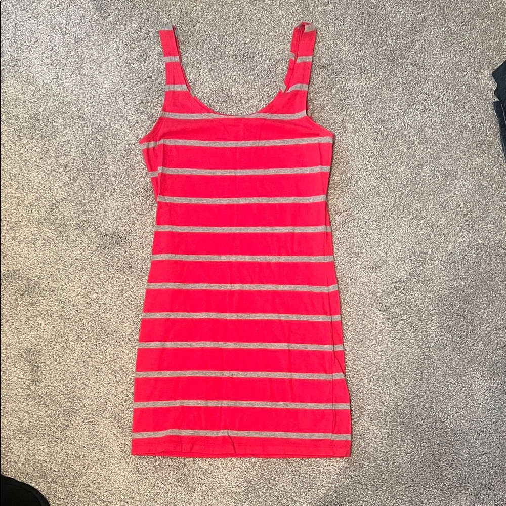 Pink and Gray Striped mini Dress
